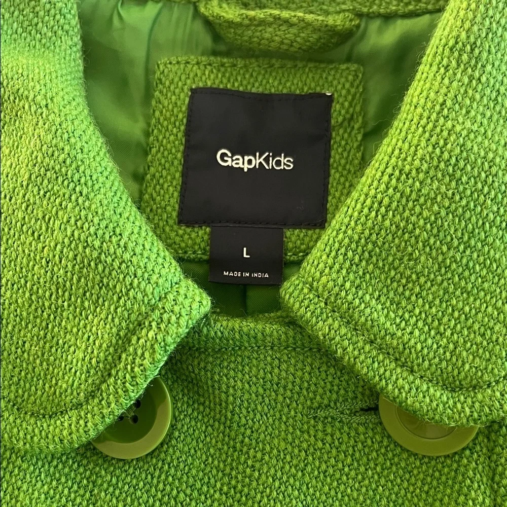 Gap Girls Wool Blend Pea Coat L Apple Green Peter Pan Collar Retro